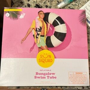 Two (2) Sun Squad Inflatable Bungalow Swim Tubes - Black/Cream